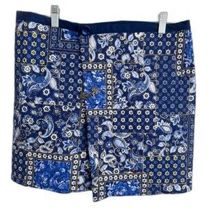 Handmade Quilted Patchwork Mini Skirt Blue Floral Paisley Cottagecore